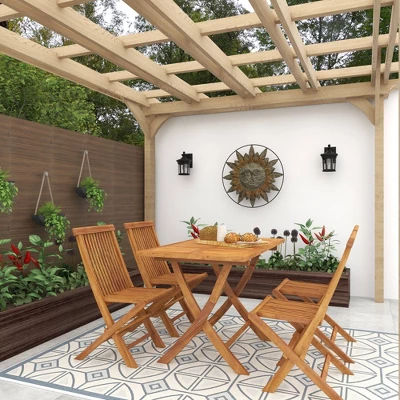 Metal Sunburst Indoor Outdoor Wall Decor With Distressed Copper Like Finish Brown - Olivia & May 2 Metal Sunburst Indoor Outdoor Wall Decor With Distressed Copper Like Finish Brown - Olivia & May - Image 2