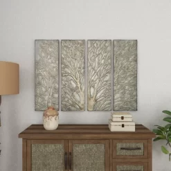 Metal Tree Wall Decor With Embossed Design Set Of 4 Brown - Olivia & May -Wall Charm Deals Store GUEST 4d817638 3c82 47ee 8e4e d1c1d66c1af5