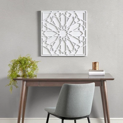Boho Notion Square Carved Wall Panel White 1 Boho Notion Square Carved Wall Panel White