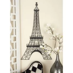 Metal Eiffel Tower 3D Wire Wall Decor With Crystal Embellishments Black - Olivia & May