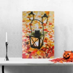 Northlight LED Lighted Fall Foliage And Lanterns Canvas Wall Art 23.5" X 15.5"