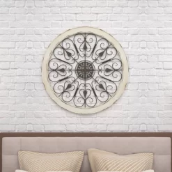 Wood Distressed Scroll Window Inspired Wall Decor With Metal Scrollwork Relief White - Olivia & May -Wall Charm Deals Store GUEST 500a8597 5328 489f a594 182cc4f6321f