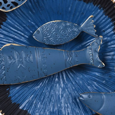 Metal Nobu Wall Hanging Navy/Gold - StyleCraft 3 Metal Nobu Wall Hanging Navy/Gold - StyleCraft - Image 3