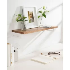 24" X 3" Lankford Wood Shelf Natural/White - Kate & Laurel All Things Decor -Wall Charm Deals Store GUEST 530d1710 25d0 43d7 b47a c0068c0beec9
