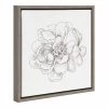 16" X 16" Pen And Ink Florals IV Framed Canvas Wall Art - Amanti Art