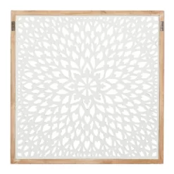 Wood Floral Handmade Intricately Carved Wall Decor With Mandala Design Light Brown - Olivia & May -Wall Charm Deals Store GUEST 5760120e c80f 45ec 8c81 33a29450aeca