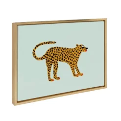 18" X 24" Sylvie Glam Cat By Bouffants And Broken Hearts Framed Wall Canvas Gold - Kate & Laurel All Things Decor