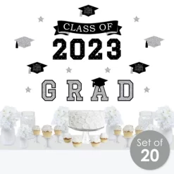 Big Dot Of Happiness Silver Class Of 2023 Graduation Party Wall Decals Set Of 20