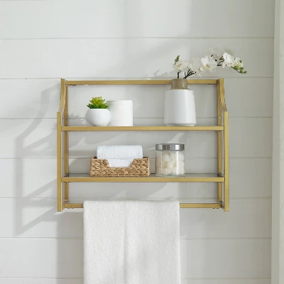 Aimee Wall Shelf Gold - Crosley 2 Aimee Wall Shelf Gold - Crosley - Image 2