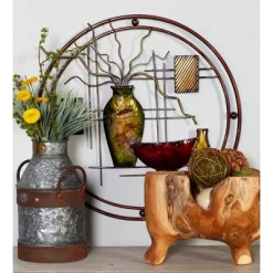 Metal Abstract Wall Decor With Vase Details - Olivia & May