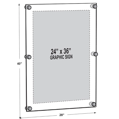 Azar Displays Floating Acrylic Wall Frame With Silver Stand Off Caps: 24" X 36" Graphic Size, Overall Frame Size: 28" X 40", 2-Pack 3 Azar Displays Floating Acrylic Wall Frame With Silver Stand Off Caps: 24" X 36" Graphic Size, Overall Frame Size: 28" X 40", 2-Pack - Image 3
