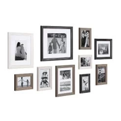 10pc Bordeaux Frames Set White/Black/Natural Wood - Kate & Laurel All Things Decor