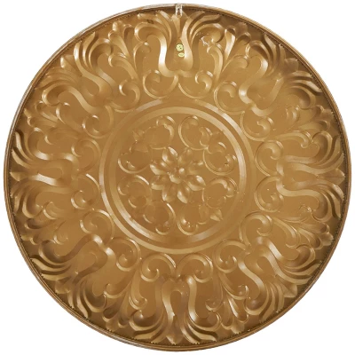 Metal Floral Wall Decor With Embossed Details Gold - Olivia & May 1 Metal Floral Wall Decor With Embossed Details Gold - Olivia & May