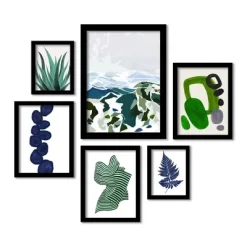 (Set Of 6) Framed Prints Gallery Wall Art Set Green Mountains By Louise Robinson - Americanflat