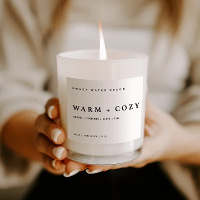 Sweet Water Decor Warm And Cozy 11oz White Jar Soy Candle 2 Sweet Water Decor Warm And Cozy 11oz White Jar Soy Candle - Image 2
