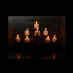 Northlight LED Lighted Flickering Rustic Fireplace Candles Canvas Wall Art 11.75" X 15.75"
