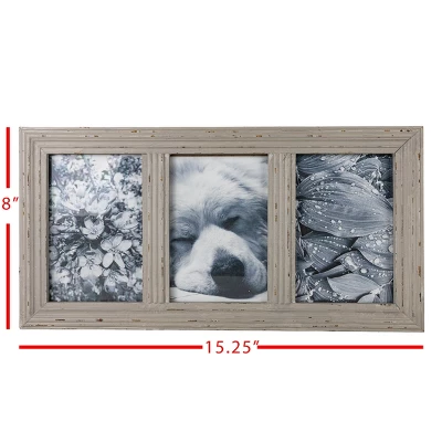 Distressed 4X6 Three Photo Frame Gray Wood, MDF & Glass - Foreside Home & Garden 6 Distressed 4X6 Three Photo Frame Gray Wood, MDF & Glass - Foreside Home & Garden - Image 6
