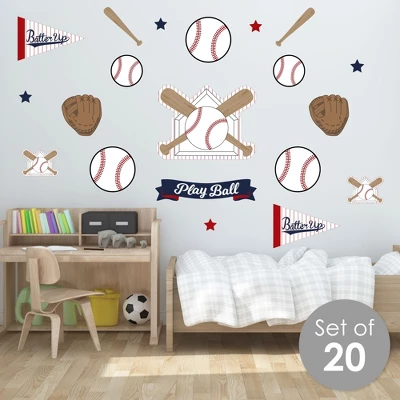 Big Dot Of Happiness Batter Up - Baseball - Peel And Stick Sports Decor Vinyl Wall Art Stickers - Wall Decals - Set Of 20 1 Big Dot Of Happiness Batter Up - Baseball - Peel And Stick Sports Decor Vinyl Wall Art Stickers - Wall Decals - Set Of 20