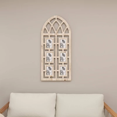 Wood 6 Slot Wall Photo Frame With Window Arch Shape Light Brown - Olivia & May 13 Wood 6 Slot Wall Photo Frame With Window Arch Shape Light Brown - Olivia & May - Image 13