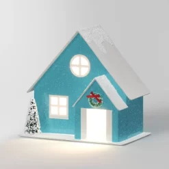 12pc Battery Operated Glittered Paper Christmas Village Set With Bottle Brush Trees And Snowmen - Wondershop™ White/Pink/Blue -Wall Charm Deals Store GUEST 72bf1001 c78d 454b a5be 74d5504979eb