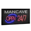 19" X 10" Man Cave Open 24/7 Framed LED Sign Red/Black - American Art Decor