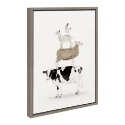 18" X 24" Sylvie Stacked Farm Animals Framed Canvas Wall Art By Amy Peterson Gray - Kate And Laurel