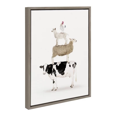 18" X 24" Sylvie Stacked Farm Animals Framed Canvas Wall Art By Amy Peterson Gray - Kate And Laurel 1 18" X 24" Sylvie Stacked Farm Animals Framed Canvas Wall Art By Amy Peterson Gray - Kate And Laurel