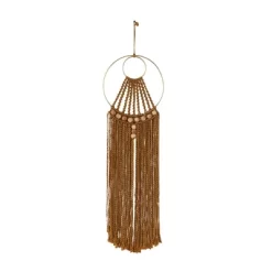 38" X 10" Fabric Macrame Intricately Weaved Wall Decor With Beaded Fringe Tassels Brown - Olivia & May -Wall Charm Deals Store GUEST 756f3a59 47e1 49d3 8b50 5638bd01a583