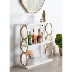 28" X 8" X 31" Ring Wooden 3-Tier Shelf White - Kate & Laurel All Things Decor -Wall Charm Deals Store GUEST 7bd5de63 0269 411e 8337 d480ac69d75e