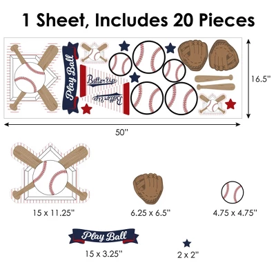 Big Dot Of Happiness Batter Up - Baseball - Peel And Stick Sports Decor Vinyl Wall Art Stickers - Wall Decals - Set Of 20 6 Big Dot Of Happiness Batter Up - Baseball - Peel And Stick Sports Decor Vinyl Wall Art Stickers - Wall Decals - Set Of 20 - Image 6