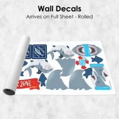 Big Dot Of Happiness Shark Zone - Peel And Stick Kids Room Vinyl Wall Art Stickers - Wall Decals - Set Of 20 -Wall Charm Deals Store GUEST 7d8758b3 2796 4565 8a4f bce120a106db