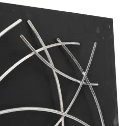 24" X 24" Metal Abstract Overlapping Lines Wall Decor With Black Backing Black - CosmoLiving By Cosmopolitan