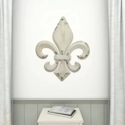 Metal Fleur De Lis Wall Decor With Distressing White - Olivia & May -Wall Charm Deals Store GUEST 80814984 2cea 44e4 bfe3 df13e00476fb