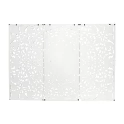 Set Of 3 Wooden Floral Handmade Intricately Carved Wall Decors With Mandala Design White - Olivia & May