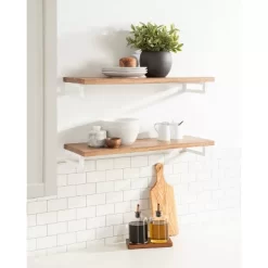 24" X 3" Lankford Wood Shelf Natural/White - Kate & Laurel All Things Decor -Wall Charm Deals Store GUEST 85ebf205 5fd3 47e6 a0d4 448e72c822d0