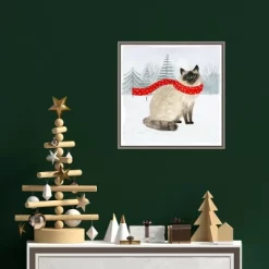 16" X 16" Christmas Cats And Dogs III By Victoria Borges Framed Canvas Wall Art - Amanti Art -Wall Charm Deals Store GUEST 8763c09b 4657 47a0 a54e 90738341a748