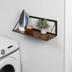 Honey-Can-Do Large Laundry Wall Shelf With Wood Walnut -Wall Charm Deals Store GUEST 87820581 3f3e 4cfb 880d 5a78d323134b