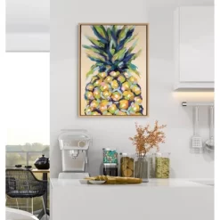 23" X 33" Sylvie Pineapple Study No 2 Framed Canvas Wall Art By Rachel Christopoulous Natural - Kate And Laurel -Wall Charm Deals Store GUEST 88725d7f 8e58 4edd 8dc0 493428f079b0