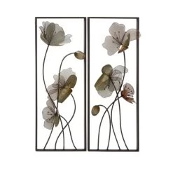 Metal Floral Wall Decor With Black Frame Set Of 2 Black - Olivia & May -Wall Charm Deals Store GUEST 888f05b6 7983 4973 bd5d 6cc0e6985355