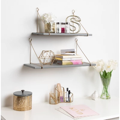 2pc Vista Wood And Metal Wall Shelves - Kate & Laurel All Things Decor 3 2pc Vista Wood And Metal Wall Shelves - Kate & Laurel All Things Decor - Image 3