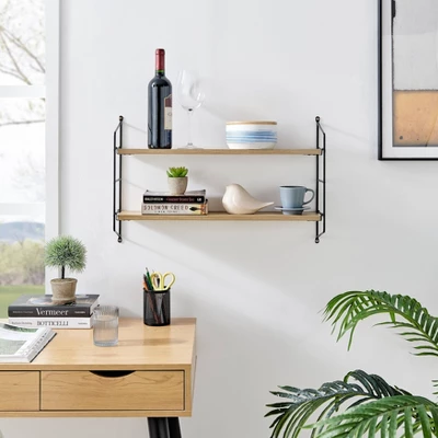 24.5" X 15.75" Severini Floating Bracket 2 Tier Wall Shelf - Danya B. 1 24.5" X 15.75" Severini Floating Bracket 2 Tier Wall Shelf - Danya B.