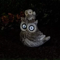 15" Solar Owls LED Light Magnesium Oxide Statue Brown - Alpine Corporation -Wall Charm Deals Store GUEST 8c9cf27b f949 40be a635 92434871558c