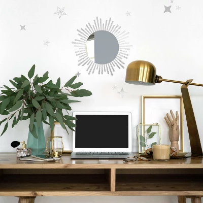 Sunburst Peel And Stick Decal With Circle Mirror - RoomMates 1 Sunburst Peel And Stick Decal With Circle Mirror - RoomMates