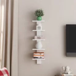 Spine Wall Book Shelves Stylish And Functional White - Proman Products