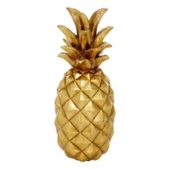 14" Decorative Polystone Pineapple Figurine Gold - Olivia & May -Wall Charm Deals Store GUEST 8e8b3e65 1ba8 43fa 9533 a35085f913bb