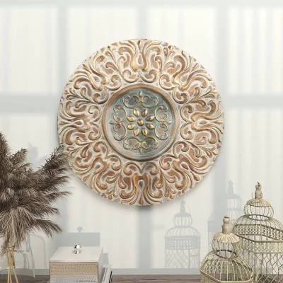 Metal Floral Wall Decor With Embossed Details Gold - Olivia & May 14 Metal Floral Wall Decor With Embossed Details Gold - Olivia & May - Image 14