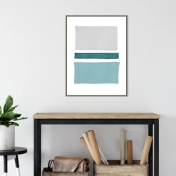 22" X 30" Painted Weaving V Blue Green By Piper Rhue Framed Canvas Wall Art Gray Wash - Amanti Art -Wall Charm Deals Store GUEST 9190bddf cfdd 4025 9344 27d3287f39f6