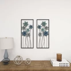 Metal Floral Wall Decor With Black Frame Set Of 2 Gray - Olivia & May -Wall Charm Deals Store GUEST 919da5b5 63d2 438c 96d2 3fa0fb07305e