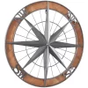Metal Nautical Compass Wall Decor With Wood Frame Gray - Olivia & May