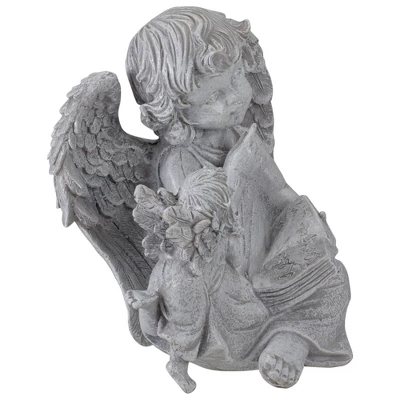 Northlight 8.25" Reading Angels With Book Outdoor Garden Statue 2 Northlight 8.25" Reading Angels With Book Outdoor Garden Statue - Image 2